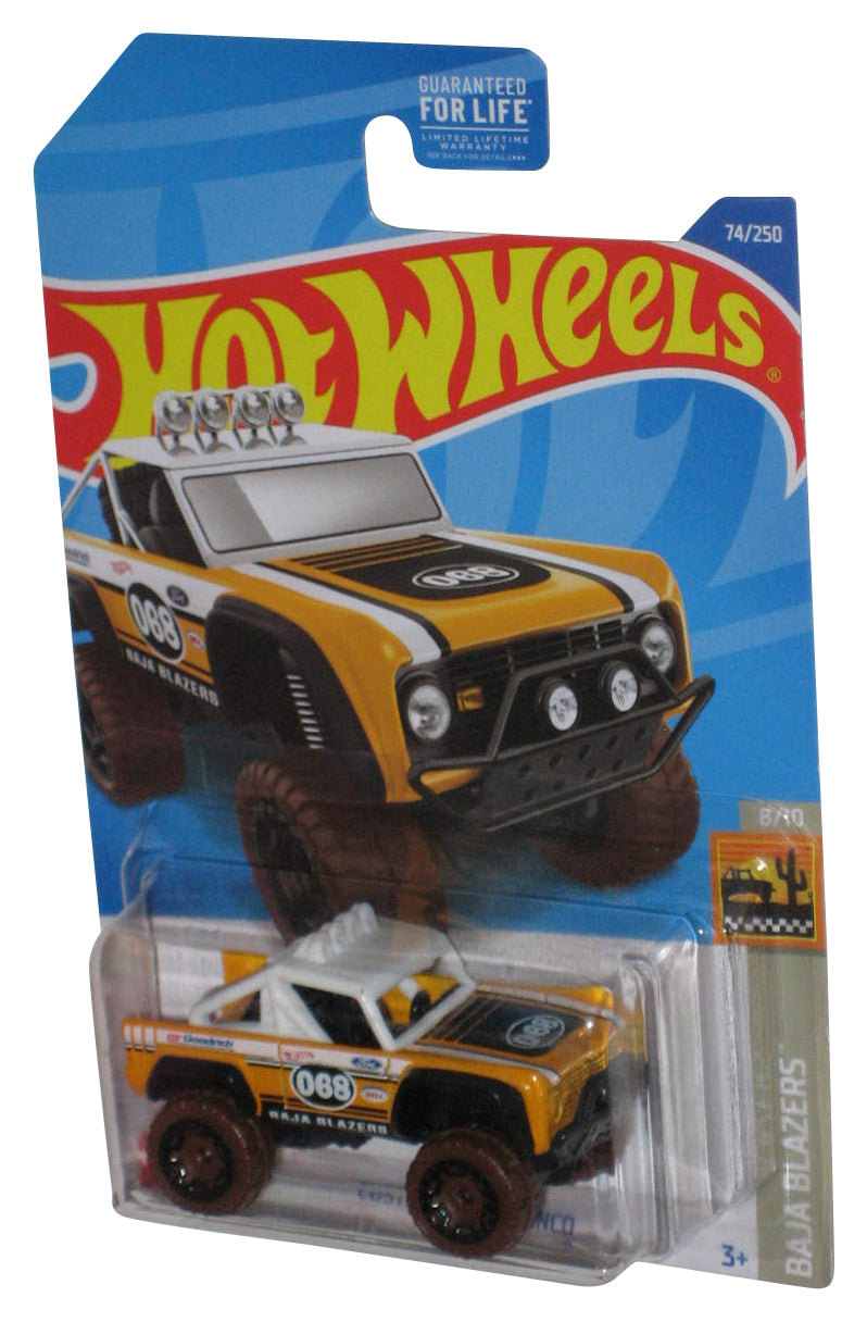 Hot Wheels Baja Blazers 8/10 (2021) Yellow & White Custom Ford Bronco Toy 74/250