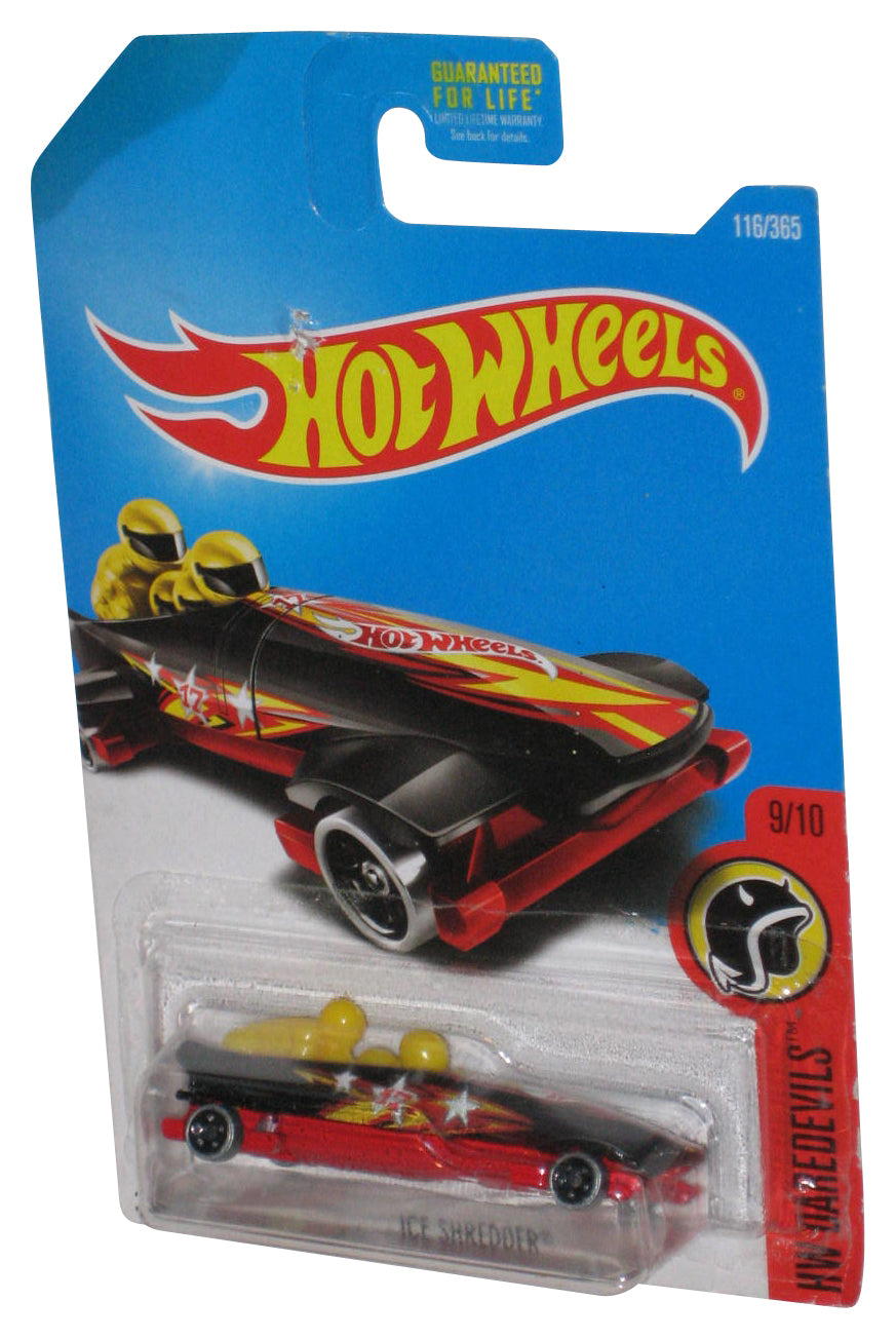 Hot Wheels HW Daredevils 9/10 (2015) Black & Red Ice Shredder Bobsled Toy Car 116/365 - (Card Minor Wear)