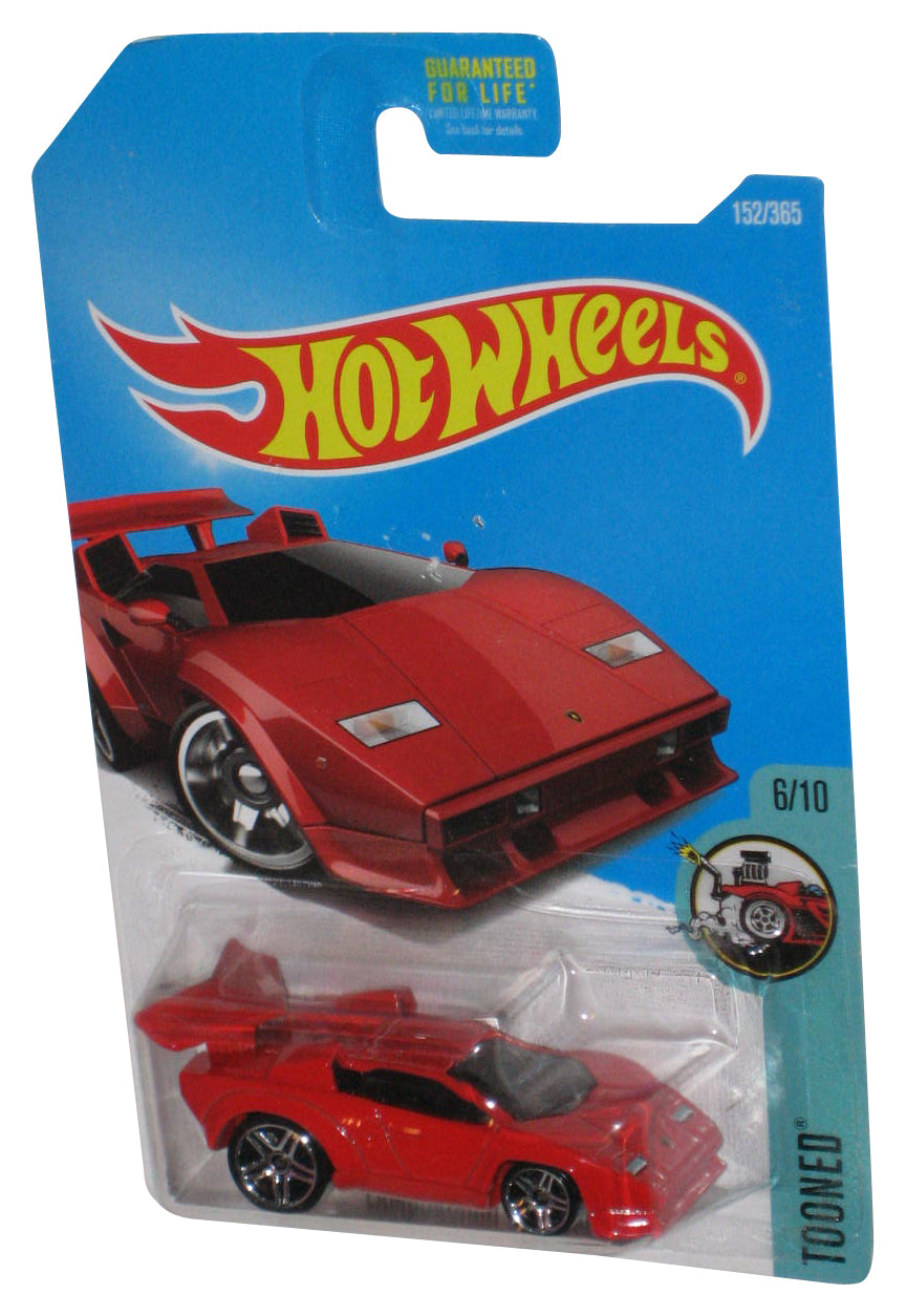 Hot Wheels Tooned 6/10 (2015) Red Lamborghini Countach Car 152/365 - (Plastic Partially Loose From Card)