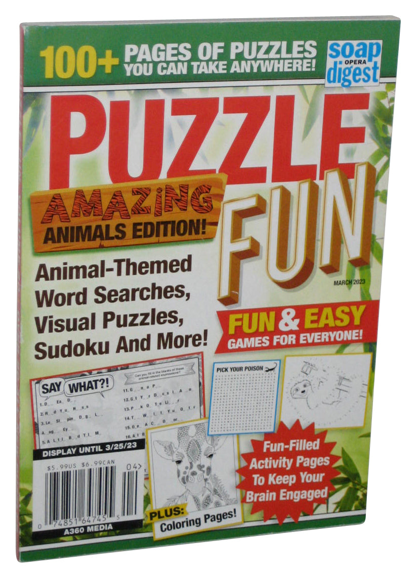 Soap Opera Digest Puzzle Fun Amazing Animals Vol. 20 March 2023 Magazine Book