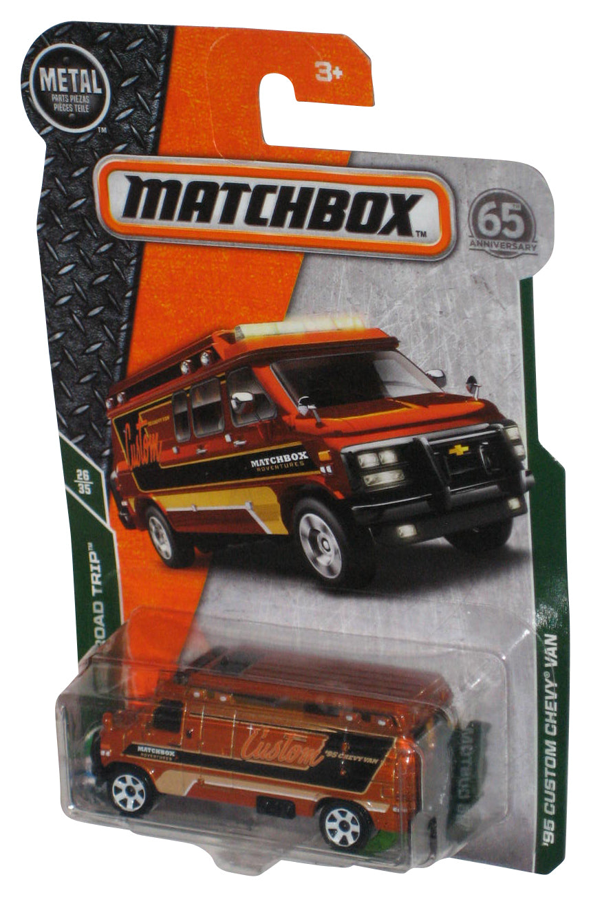 Matchbox MBX Road Trip (2017) Orange '95 Custom Chevy Van Toy 26/35 - (Cracked Plastic)