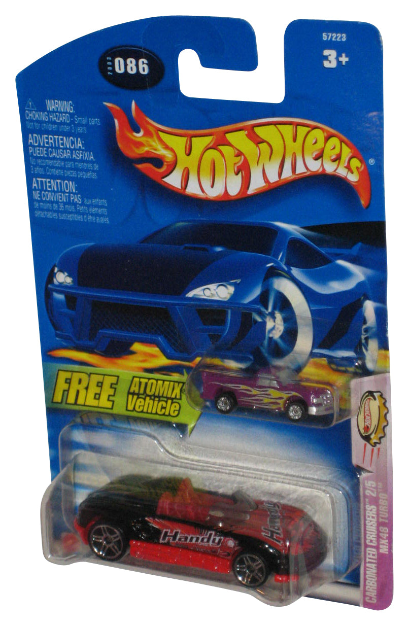 Hot Wheels Carbonated Cruisers 2/5 (2003) Red MX48 Turbo Toy Car #086 w/ Atomix Vehicle