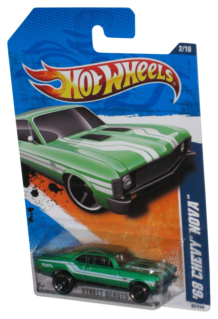Hot Wheels Street Beasts '11 2/10 Green '68 Chevy Nova Toy Car 82/244