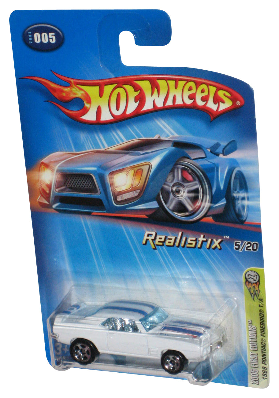 Hot Wheels Realistix 5/20 2005 First Editions 1969 Pontiac Firebird T/A White Car #005