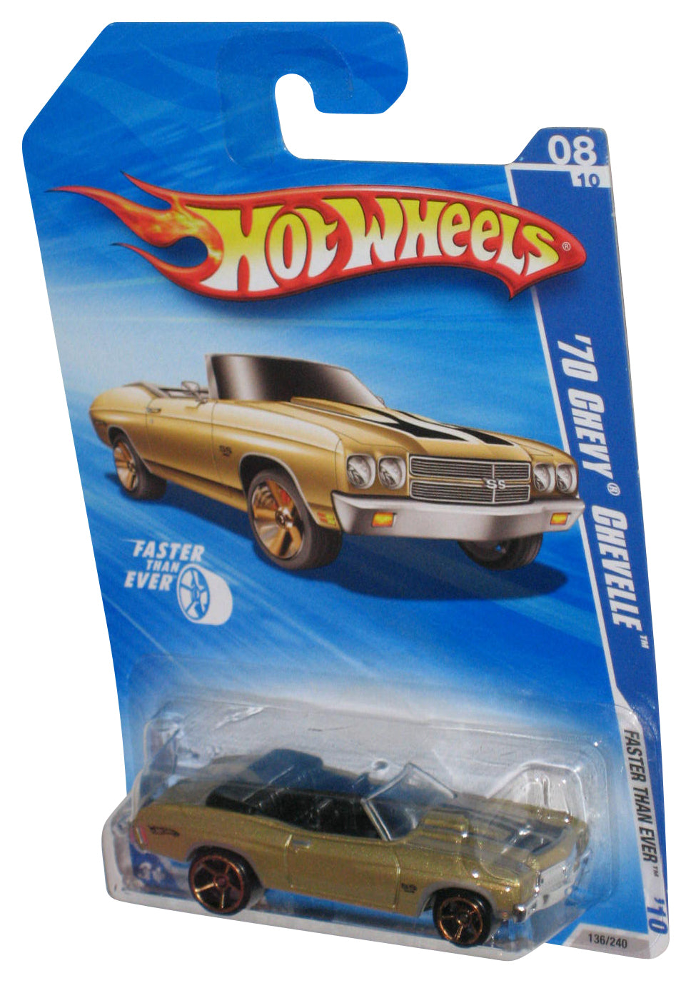 Hot Wheels Faster Than Ever '10 Gold '70 Chevy Chevelle Car 136/240