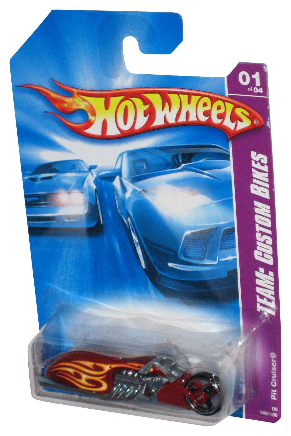 Hot Wheels Team Custom Bikes (2007) Red Pit Cruiser Toy Motorcycle 149/196