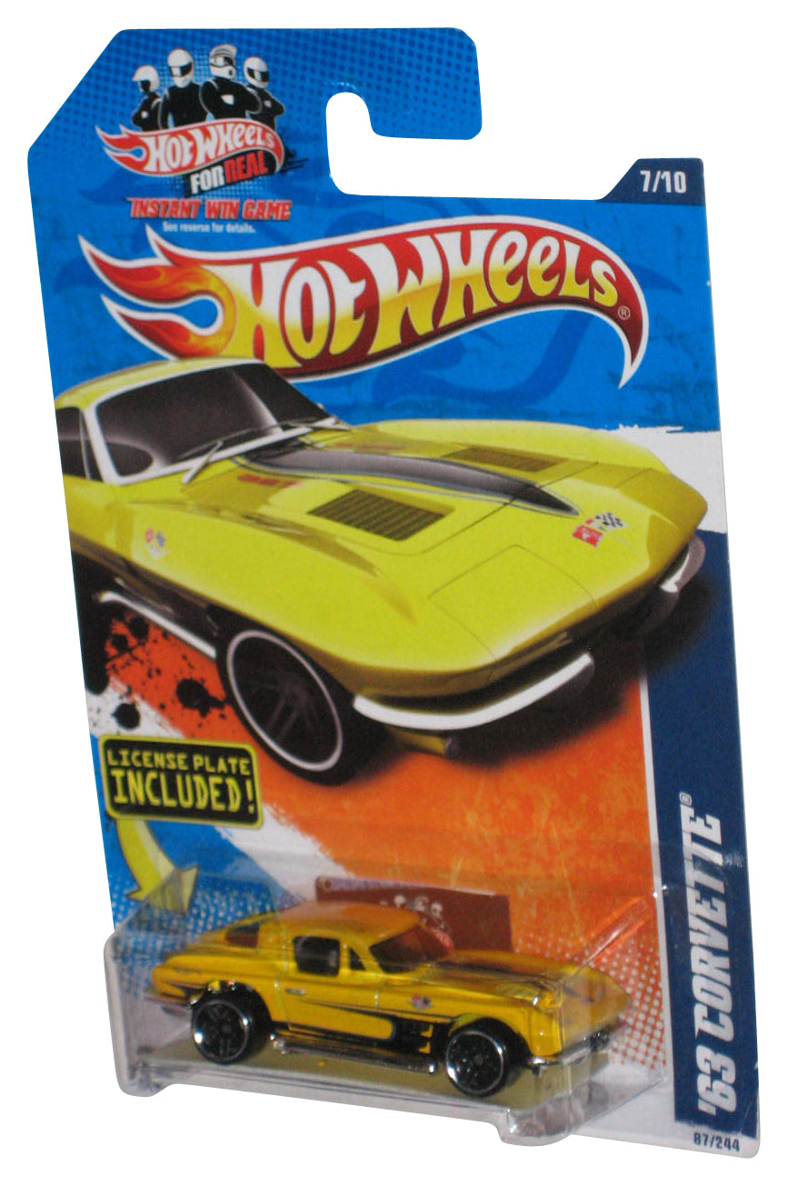 Hot Wheels Street Beasts Yellow '63 Corvette Toy Car 87/244 w/ License Plate