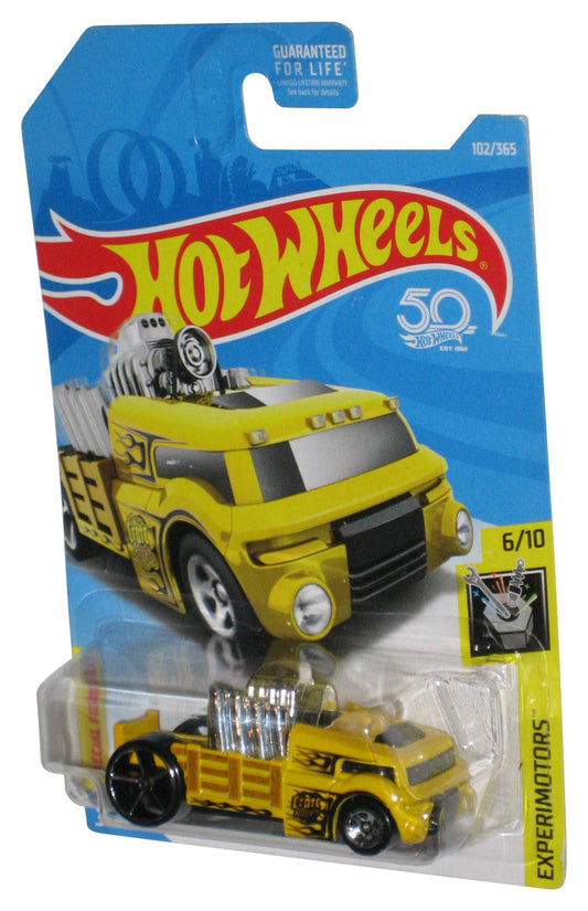 Hot Wheels Experimotors 6/10 (2017) Yellow Crate Racer Car 102/365