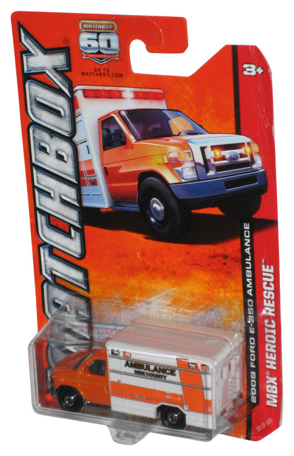 Matchbox MBX Heroic Rescue 2009 Ford E-350 Ambulance Orange & White Toy 30/120
