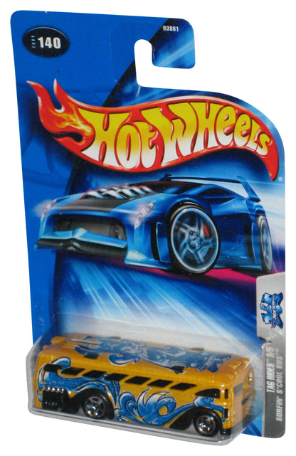 Hot Wheels Tag Rides 3/5 (2004) Yellow Surfin' S'Cool Bus Toy #140