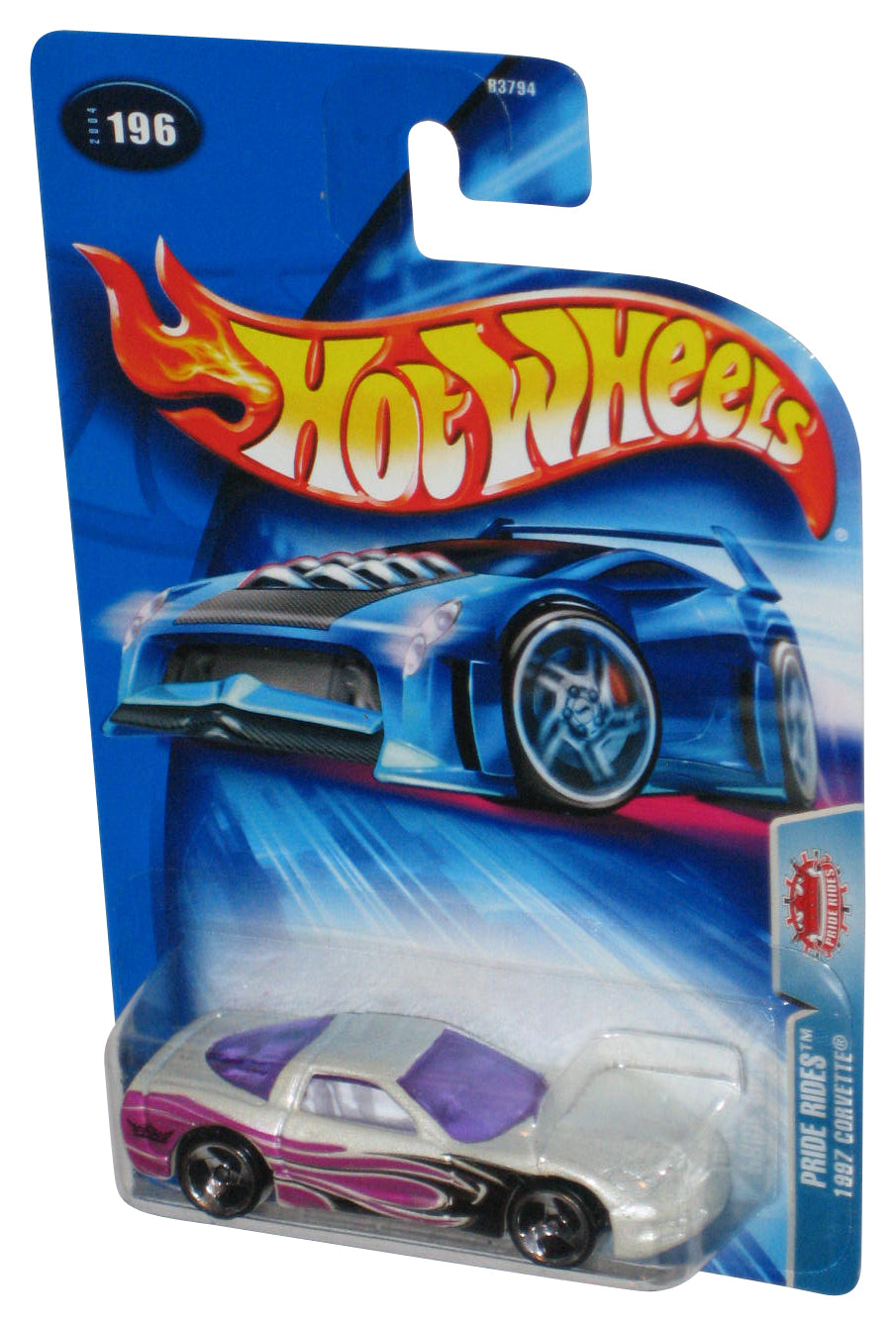 Hot Wheels Pride Rides (2004) White & Purple 1997 Corvette Car #196