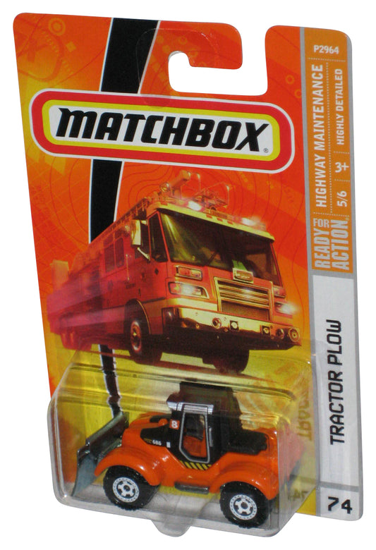 Matchbox Highway Maintenance 5/6 (2008) Orange Tractor Plow Toy #74