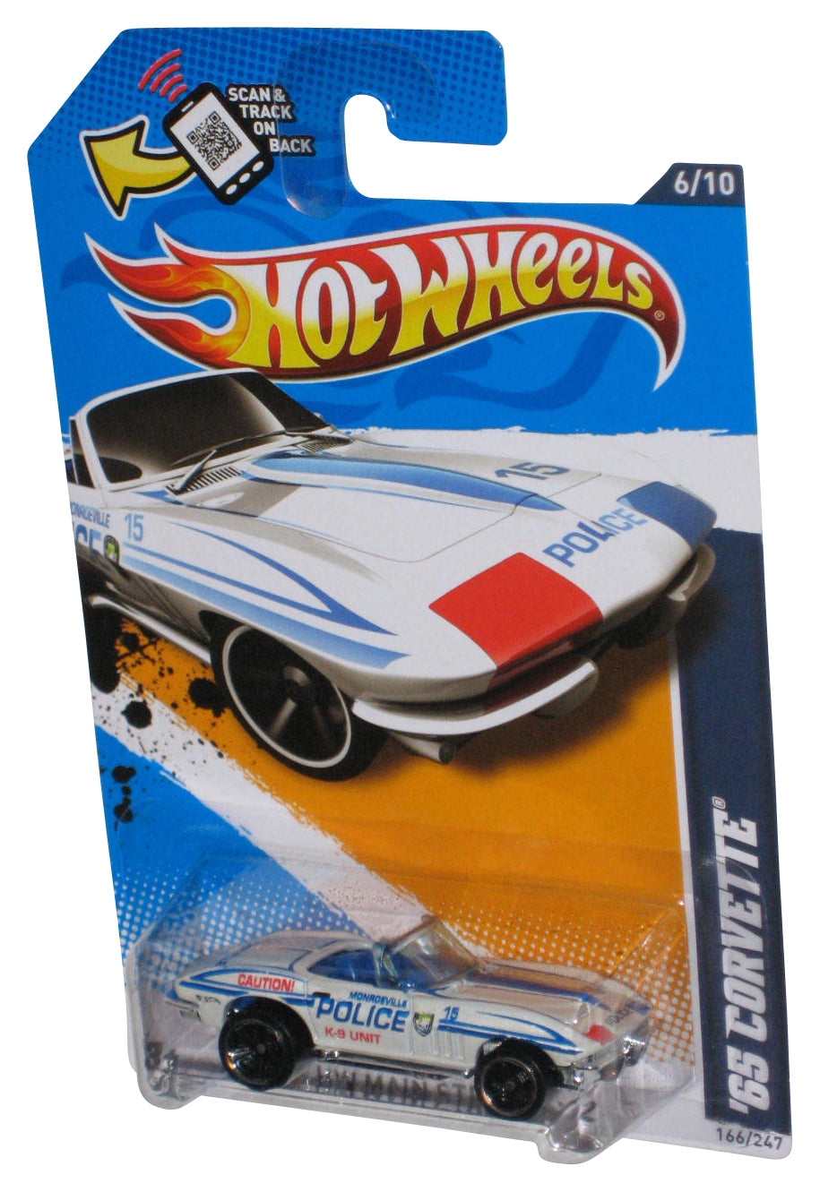 Hot Wheels HW Main Street 6/10 '12 White Police '65 Corvette Car 166/247