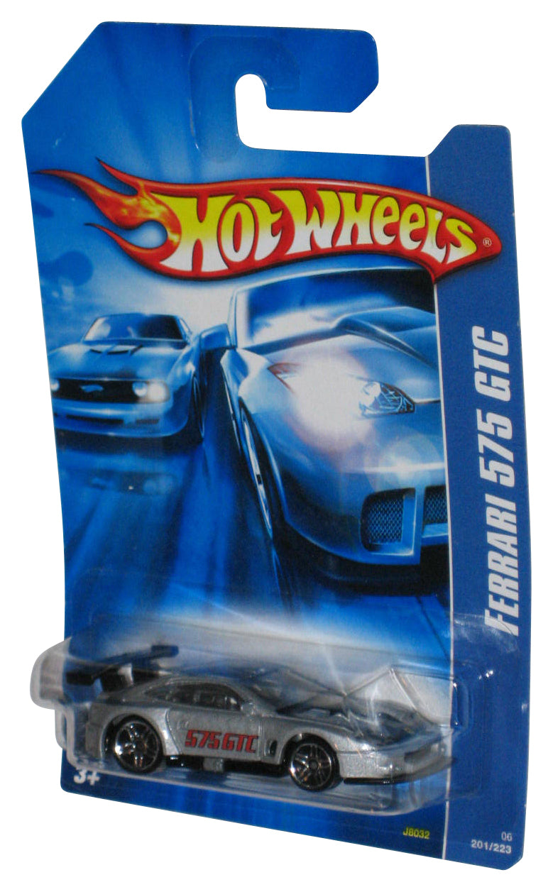 Hot Wheels Ferrari 575 GTC (2006) Mattel Silver Die-Cast Toy Car 201/223