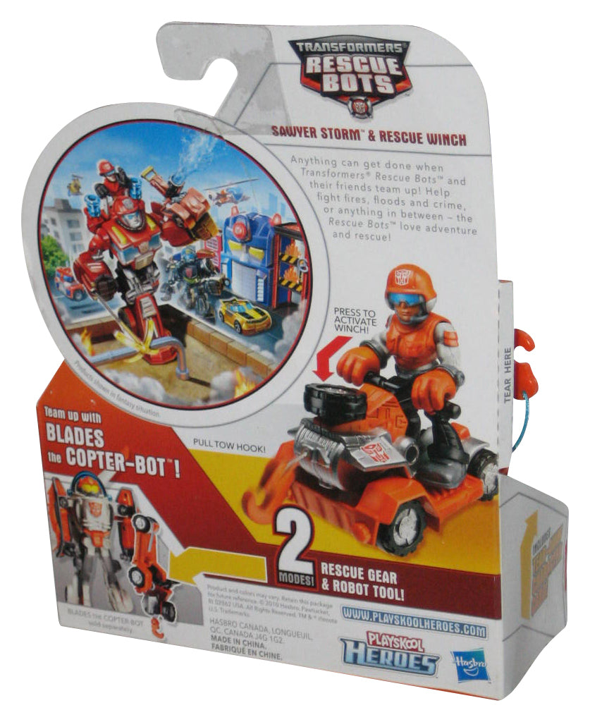 Transformers Rescue Bots (2010) Playskool Sawyer Storm & Rescue Winch Figure & Bike Toy