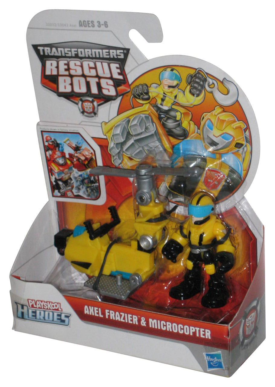 Transformers Rescue Bots (2010) Playskool Axel Frazier & Microcopter Figure & Helicopter Toy