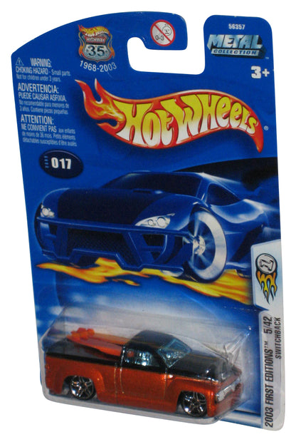 Hot Wheels 2003 First Editions 5/42 (2002) Metallic Orange Switchback Toy Car #017 w/ Surfboards