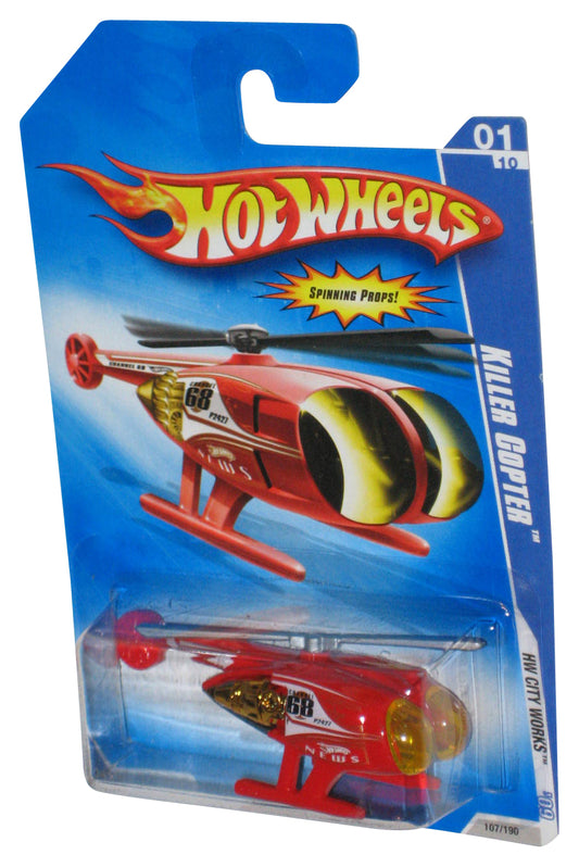 Hot Wheels Killer Copter City Works '09 1/10 Red Toy 107/190 w/ Spinning Props