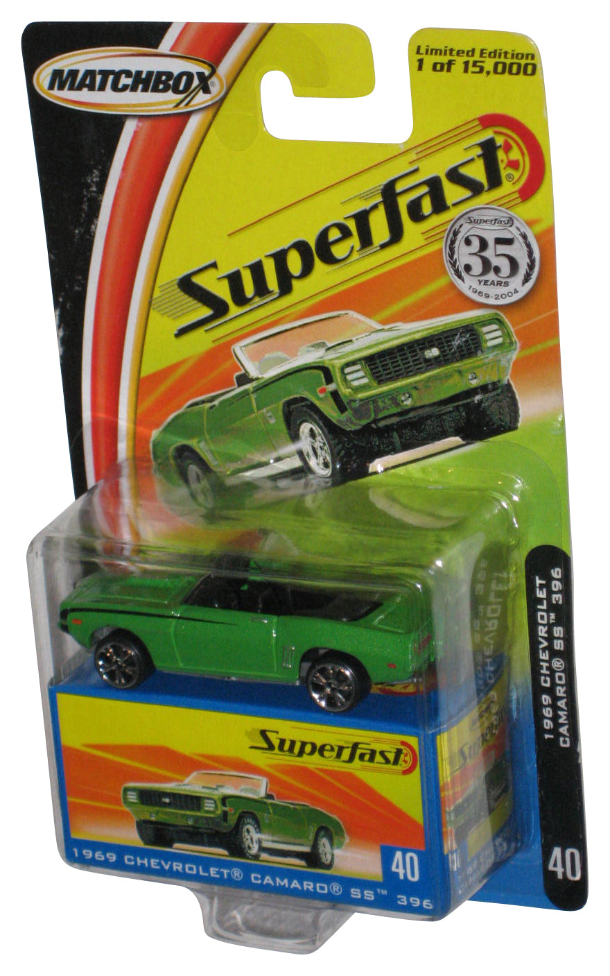 Matchbox Superfast (2004) Mattel Green 1969 Chevrolet Camaro SS 396 Car #40