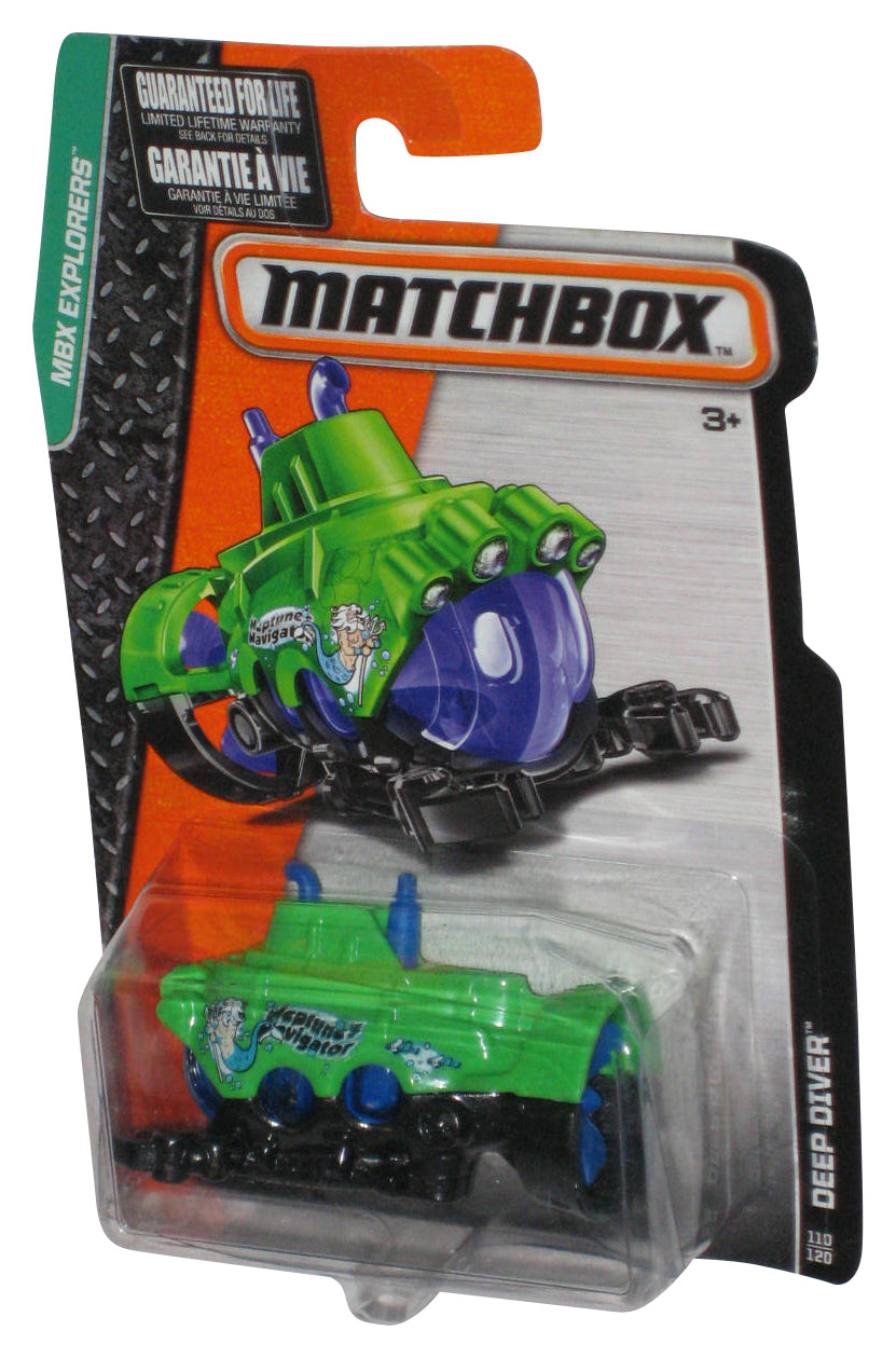 Matchbox MBX Explorers (2015) Green Deep Diver Toy Vehicle 110/120 - (Dented Plastic)