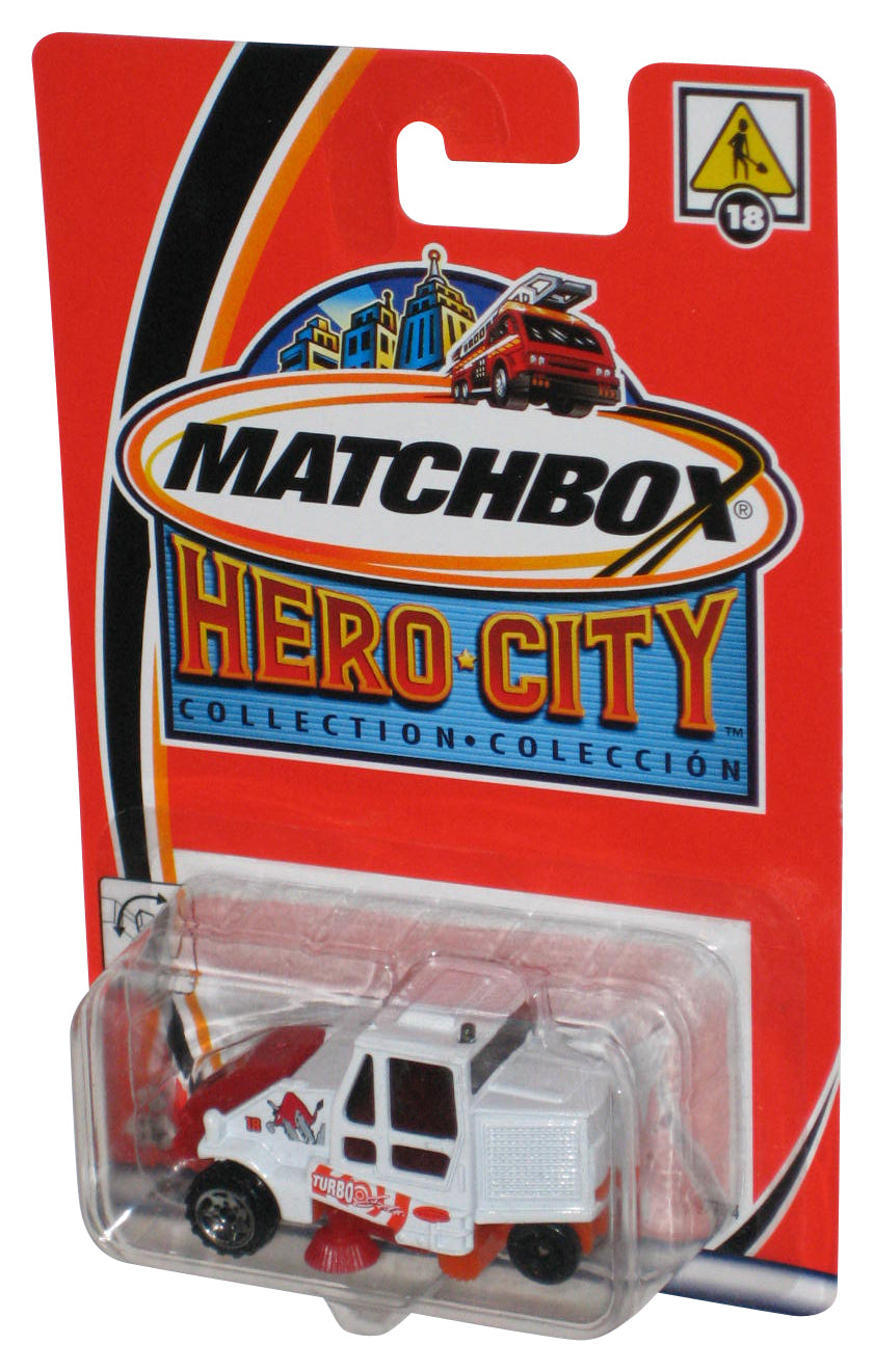 Matchbox Hero City (2002) Mattel White & Red Street Sweeper Toy #18