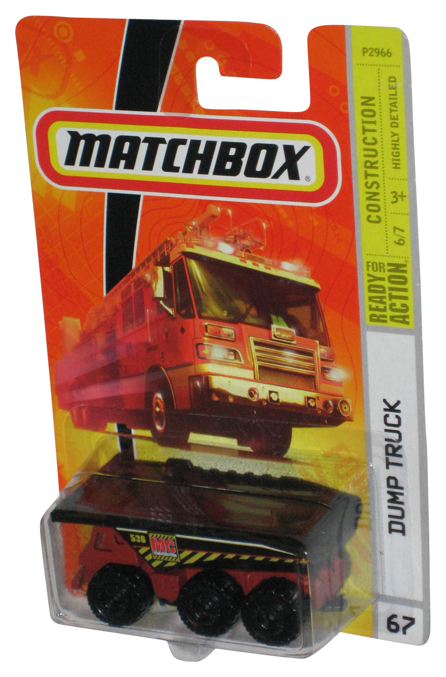 Matchbox Construction 6/7 (2008) Red & Black Dump Truck Toy #67 - (Dented Plastic)