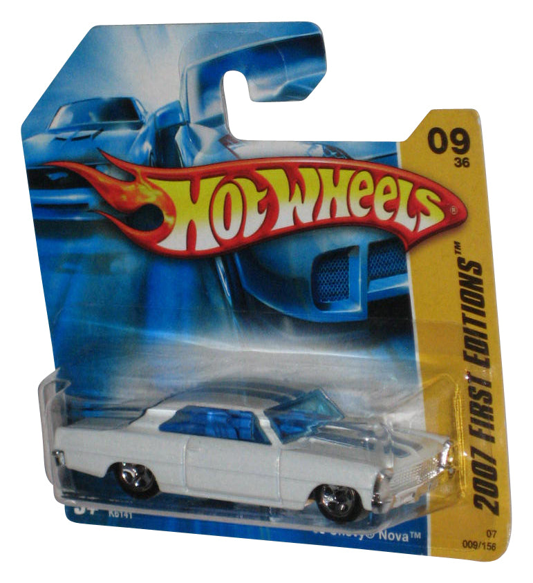 Hot Wheels 2007 First Editions 9/36 White '66 Chevy Nova Toy Car 009/156 - (Short Card)