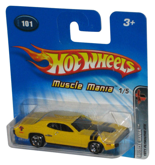Hot Wheels Muscle Mania (2005) 1971 Plymouth GTX Yellow Toy Car #101 - (Short Card)