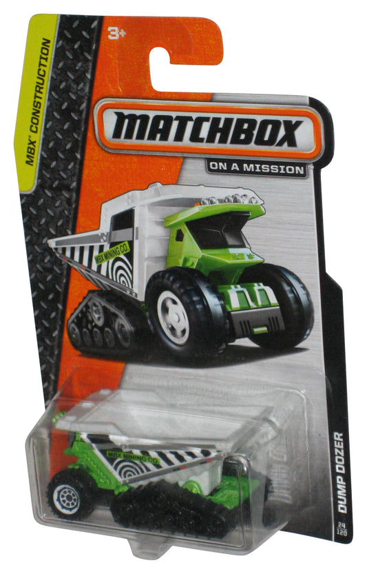 Matchbox MBX Construction (2013) Green & White Dump Dozer Toy Truck 24/120 - (Cracked Plastic)