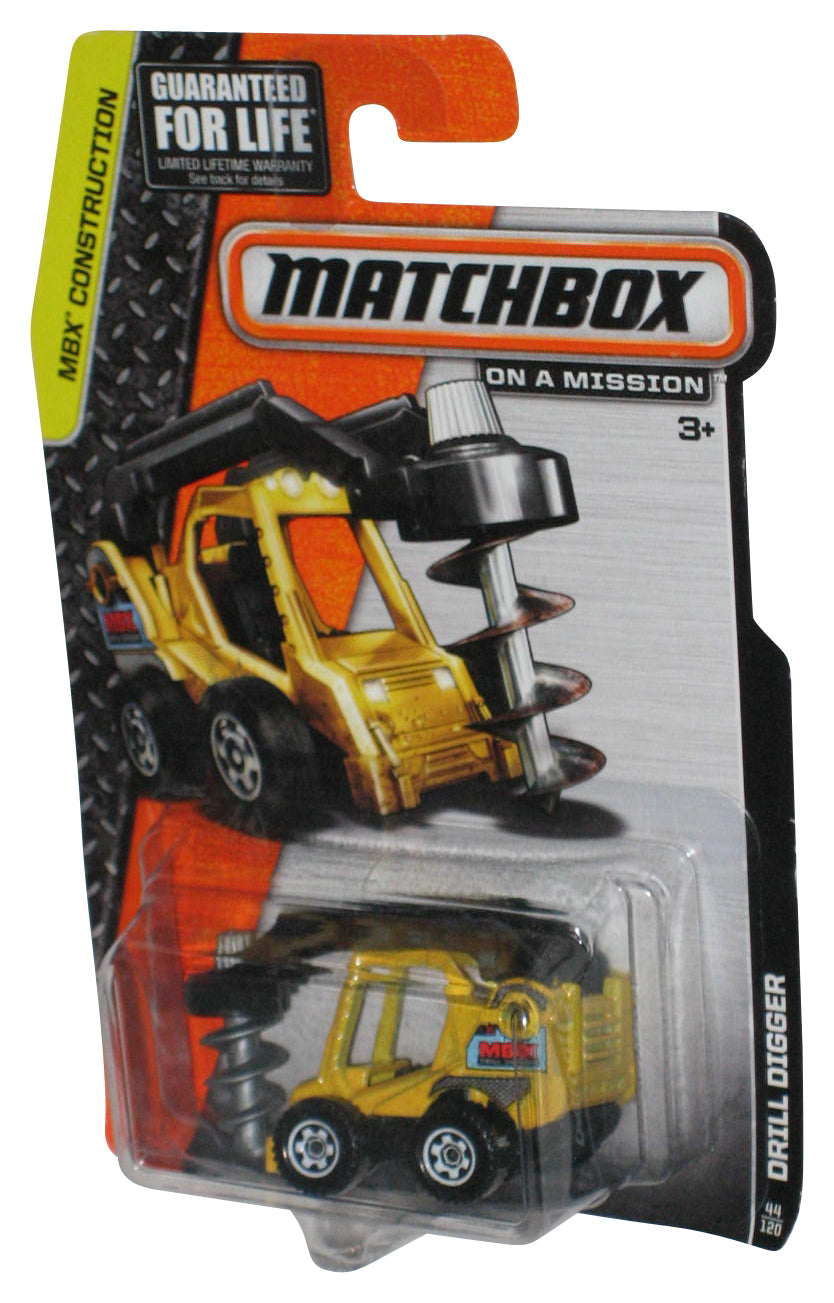 Matchbox MBX Construction (2014) Yellow Drill Digger Toy 44/120 - (Plastic Small Dent)