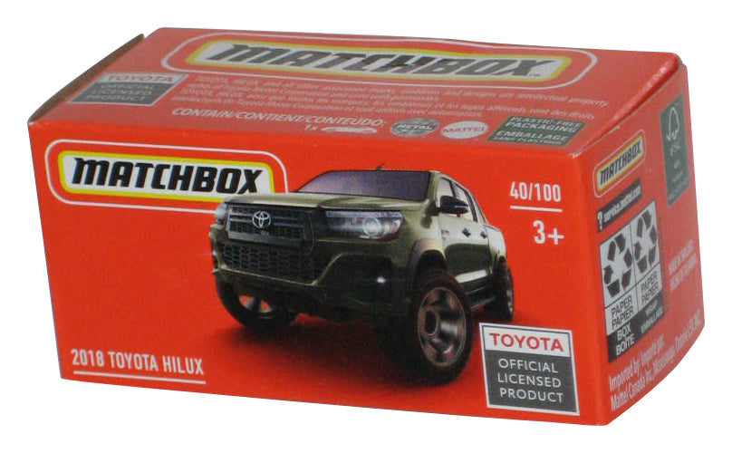 Matchbox Power Grabs Box 2018 Green Toyota Hilux Toy Truck 40/100