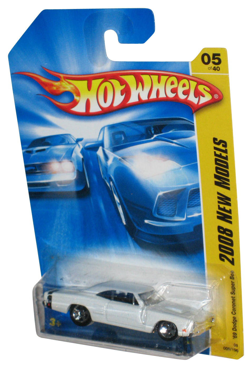 Hot Wheels 2008 New Models 5/40 White '69 Dodge Coronet Super Bee Car 005/196