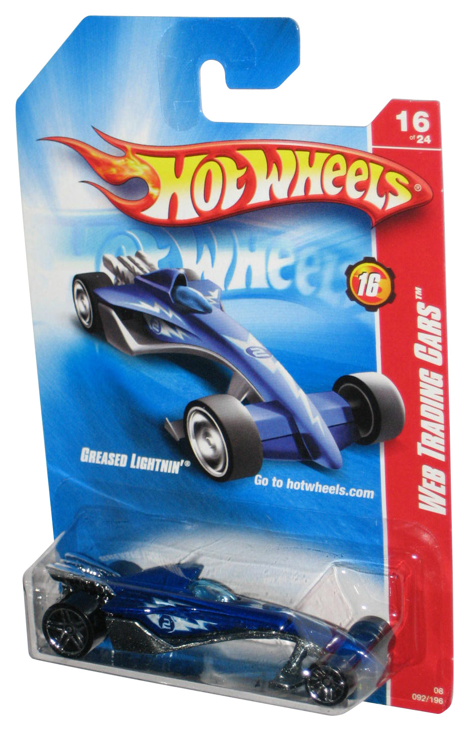 Hot Wheels Web Trading Cars 16/24 (2007) Blue Greased Lightnin' Car 092/196