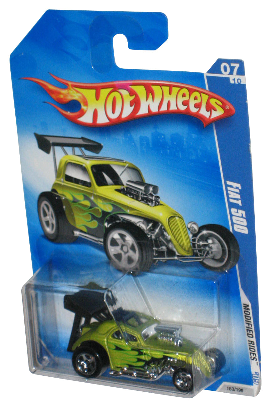 Hot Wheels Modified Rides 7/10 '09 Green Fiat 500 Toy Car 163/190