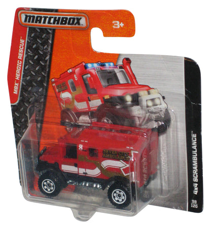 Matchbox MBX Heroic Rescue (2015) Red 4x4 Scrambulance Toy Truck 98/120 - (Short Card)