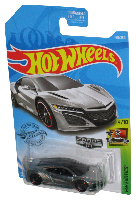 Hot Wheels HW Exotics 9/10 (2019) Silver Zamac 018 '17 Acura NSX Toy Car 199/250