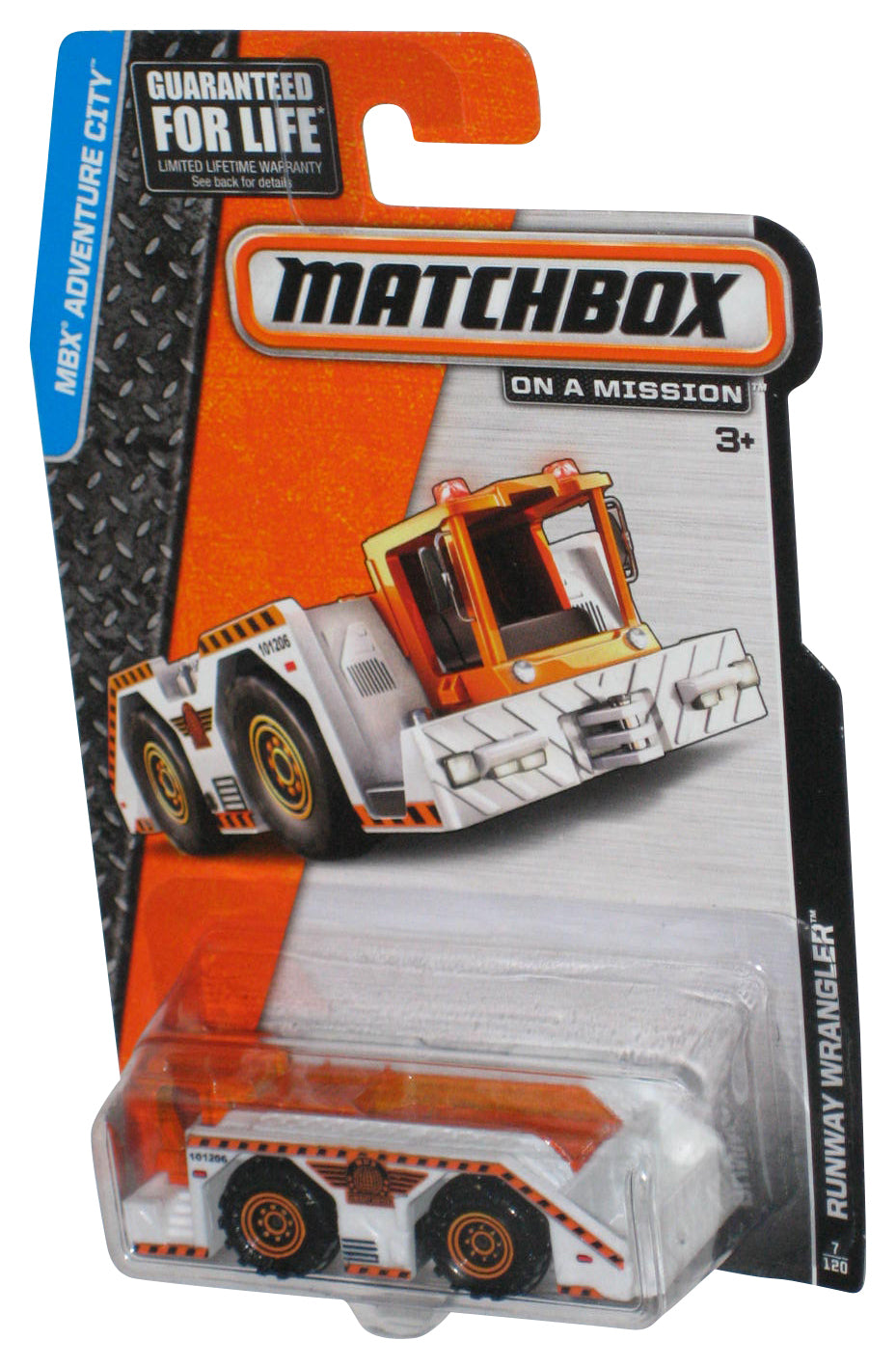 Matchbox MBX Adventure City (2014) White & Orange Runway Wrangler Toy 7/120
