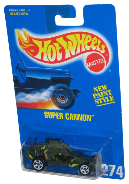 Hot Wheels New Paint Style (1991) Green Super Cannon Toy Car #274