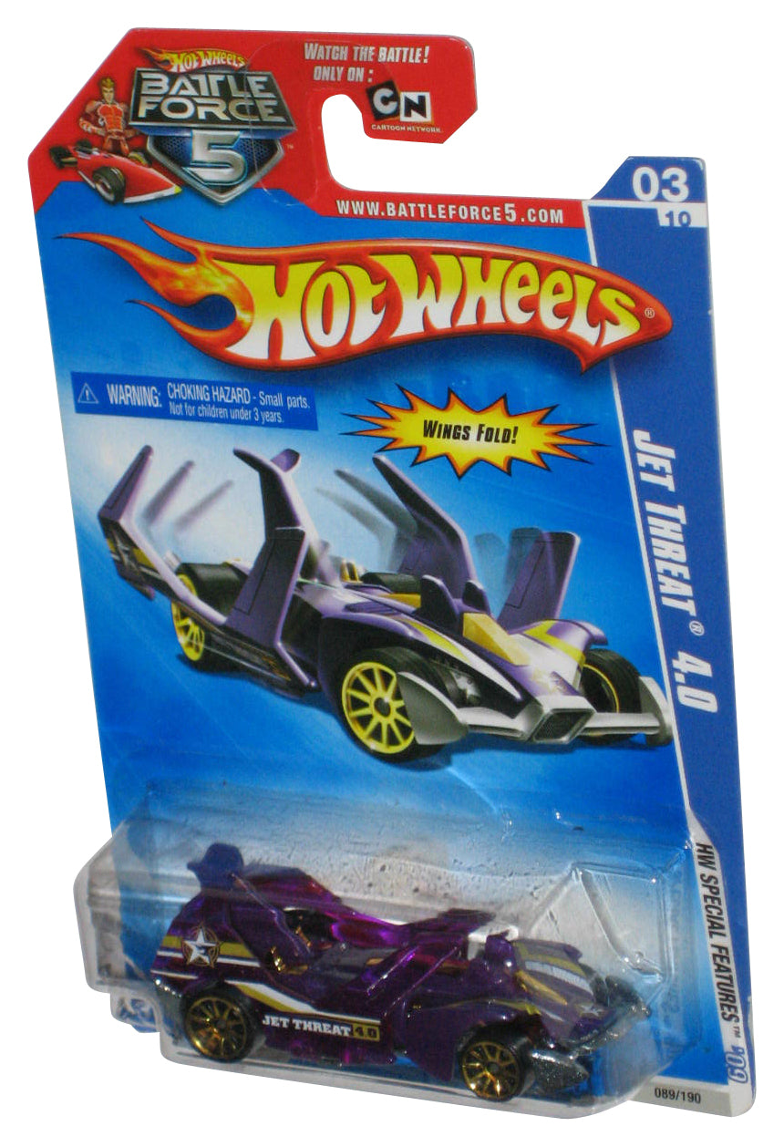 Hot Wheels Battle Force 5 HW Special Features 03/10 Purple Jet Threat 4.0 Car 089/190 w/ Wings Fold