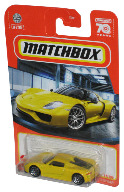 Matchbox 70 Years (2022) Yellow Porsche 918 Spyder Toy Car 77/100