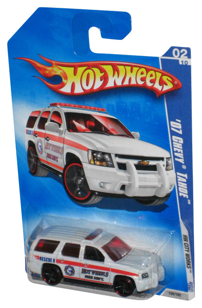 Hot Wheels HW City Works '09 2/10 White '07 Chevy Tahoe Fire Dept. Toy Truck 108/190