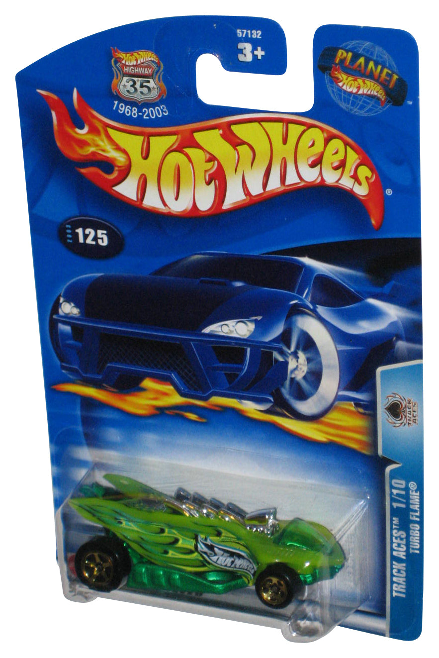 Hot Wheels Track Aces 1/10 (2003) Green Turbo Flame Toy Car #125