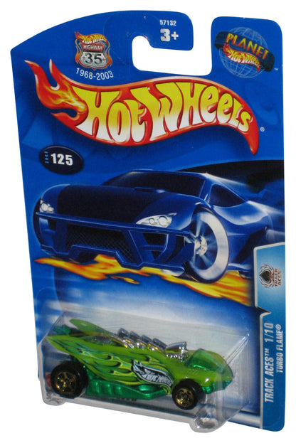 Hot Wheels Track Aces 1/10 (2003) Green Turbo Flame Toy Car #125