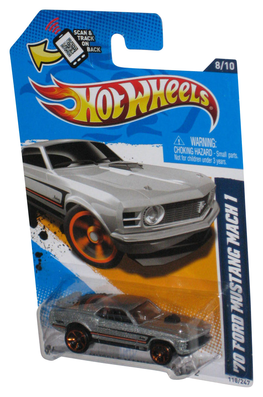 Hot Wheels Muscle Mania Ford '12 Silver '70 Ford Mustang Mach 1 Car 118/247