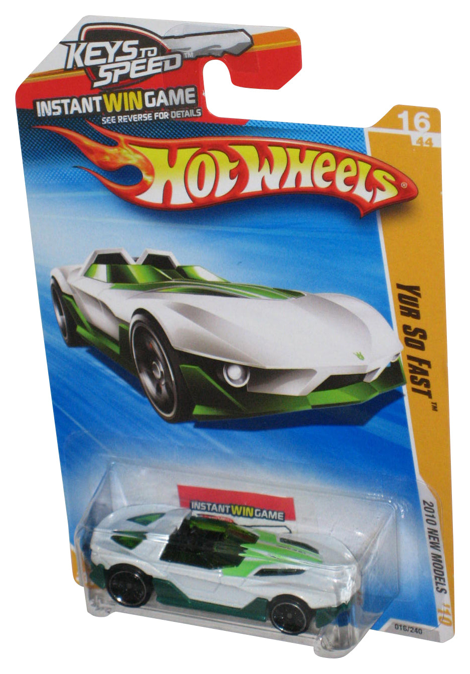 Hot Wheels Key To Speed 2010 New Models 16/44 '10 Yur So Fast White & Green Car 016/240