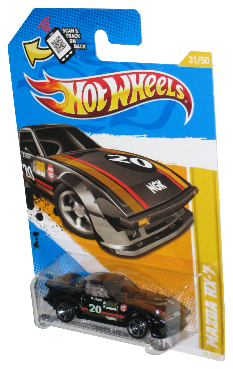 Hot Wheels 2012 New Models 31/50 Black Mazda RX-7 Toy Car 31/247 - (Minor Wear)