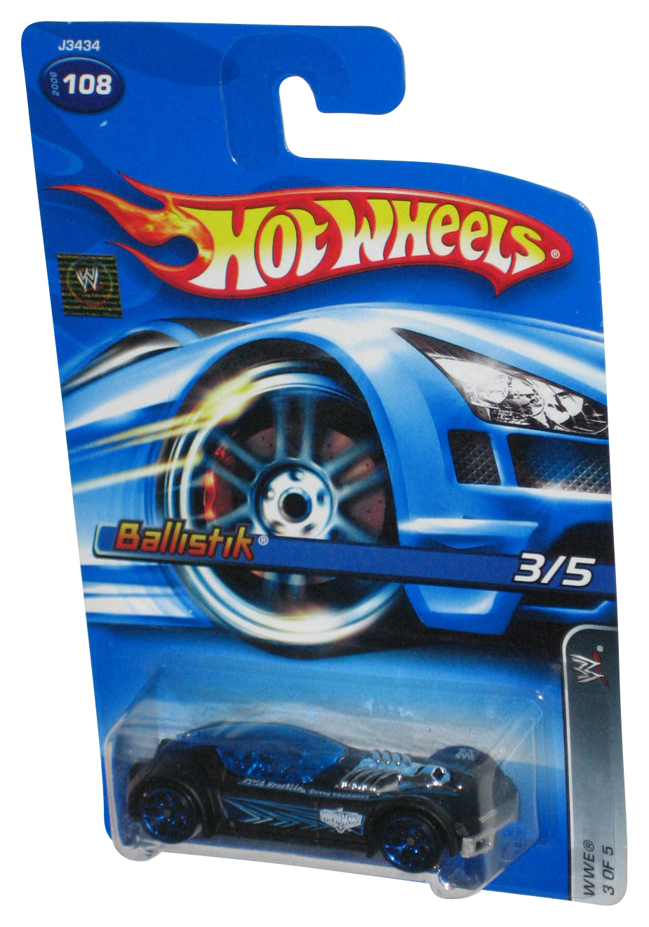 Hot Wheels WWE Ballistik 3/5 (2006) Black & Blue Toy Car #108