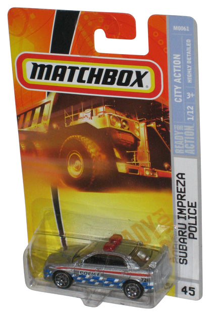 Matchbox City Action 1/12 (2007) Silver Subaru Impreza Police Toy Car #45