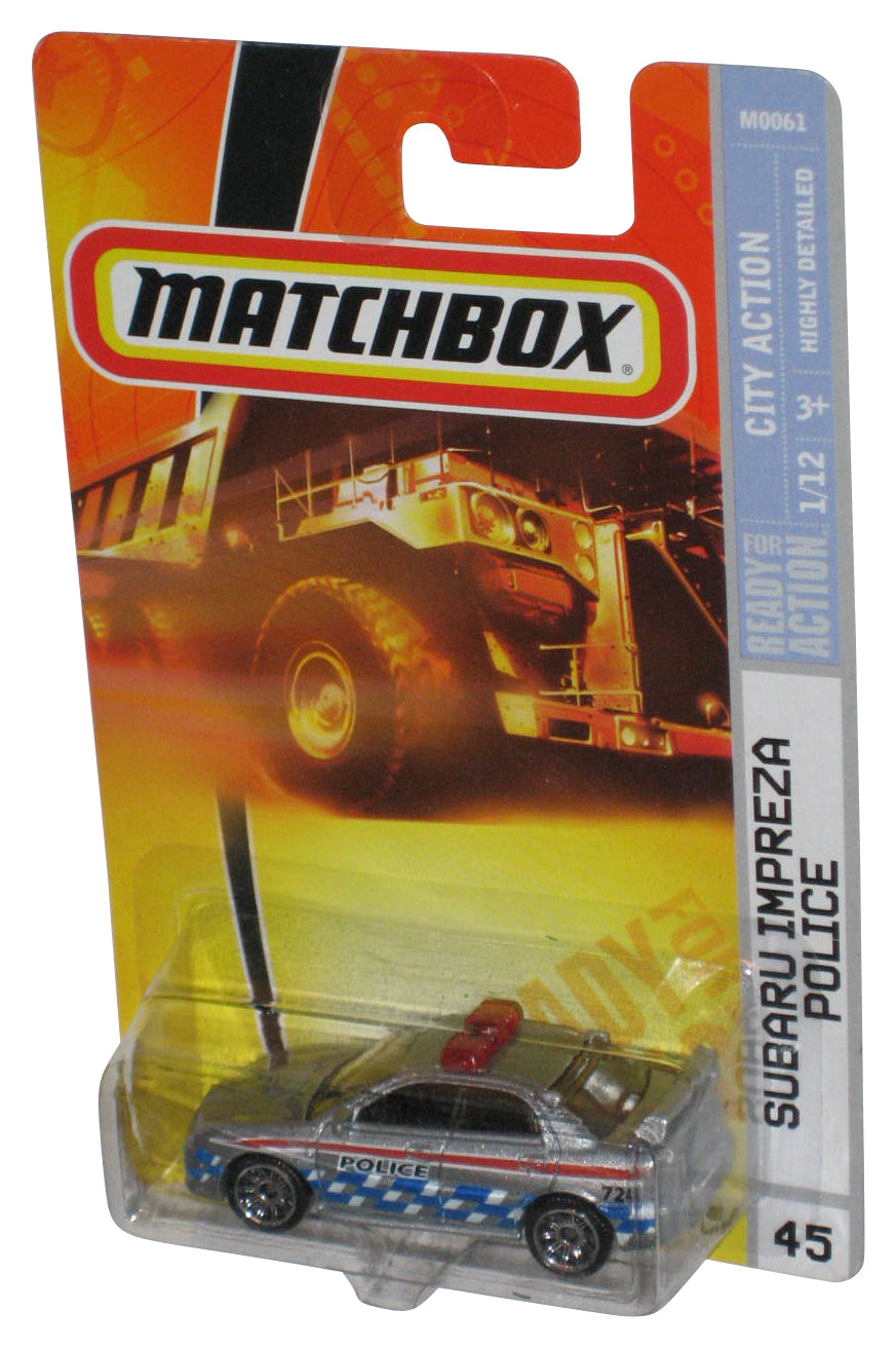 Matchbox City Action 1/12 (2007) Silver Subaru Impreza Police Toy Car #45