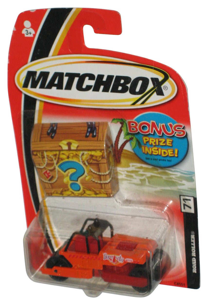 Matchbox Road Roller (2004) Orange Toy Vehicle #71 w/ Treasure Chest